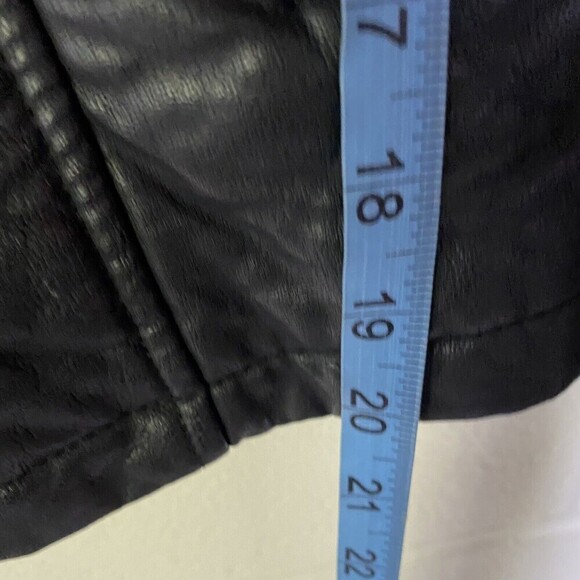 New Look Women SZ Medium Black Faux Leather Moto Jacket Full Side Zip Biker Coat - Picture 10 of 12